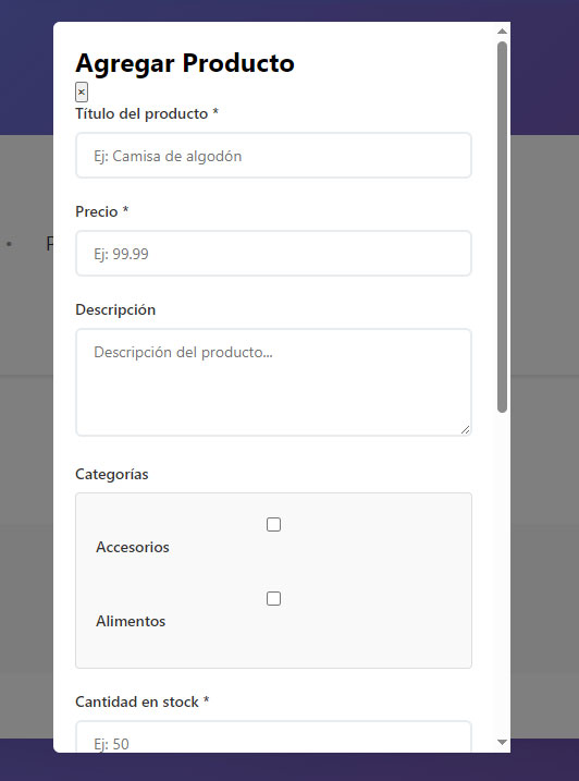 Agregar Productos